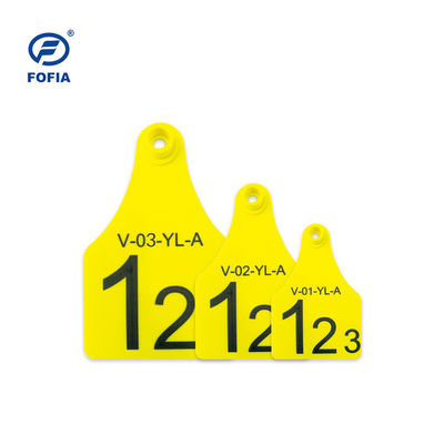 RFID विज़ुअल टैग मिनी / मध्यम / बड़ा आकार पशु प्रबंधन के लिए सबसे अच्छा विकल्प लेजर प्रिंटिंग सपोर्ट 134.2 kHz पीला