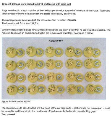 पशुधन के लिए 350N टेंशन के साथ वाटरप्रूफ ISO11784/5 FDX-B कंप्लायंट RFID ईयर टैग