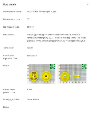 पशुपालन प्रबंधन के लिए फुल आईकार आरएफआईडी ईयर टैग, बीएलई रीडर संगतता, अद्वितीय आईकार कोड और आईएसओ11784 5 मानकों का समर्थन करता है