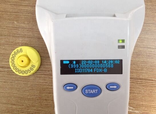 पालतू जानवरों और फार्म और रैंच के उपयोग के लिए प्लास्टिक लंबी दूरी के समाधान के लिए 128x32 OLED स्क्रीन यूएसबी के साथ टिकाऊ आरएफआईडी हैंडहेल्ड रीडर
