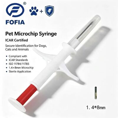FOFIA ZS007 ICAR प्रमाणित 134.2kHz आरएफआईडी कान टैग पशु माइक्रोचिप FDX/EM4305 IP67 जलरोधक सफेद पीपी 1.4x8 मिमी कुत्ता बिल्ली पालतू जानवर