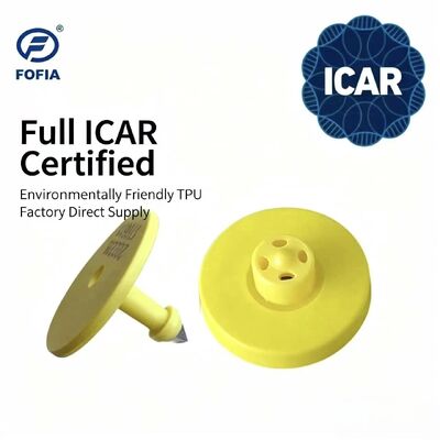 नई वाटरप्रूफ फ़ोफ़िया फुल ICAR सर्टिफाइड ET908 पीली RFID TPU काउ ईयर टैग 1.5 साल की वारंटी लेजर कोडिंग पशु ट्रैकिंग कैटल