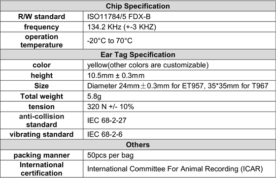 Fofia ET957+T967 Sheep Goat Cattle Pig Combination Animal Tracking Ear Tag New RFID TPU Plastic Laser Coding 3-Year Warranty