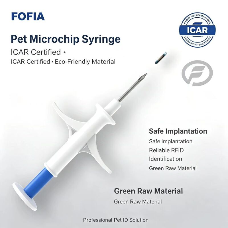 FOFIA ZS007 ICAR प्रमाणित 134.2kHz RFID पशु माइक्रोचिप FDX/EM4305 IP67 वाटरप्रूफ सफेद PP 1.4x8mm कुत्ता बिल्ली खरगोश मवेशी नया