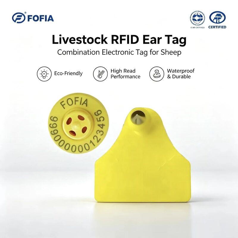 Waterproof Durable Fofia Sheep Goat Combination Electronic Animal Tracking Chip Ear Tag New RFID TPU Laser Coding Farm  3 Year